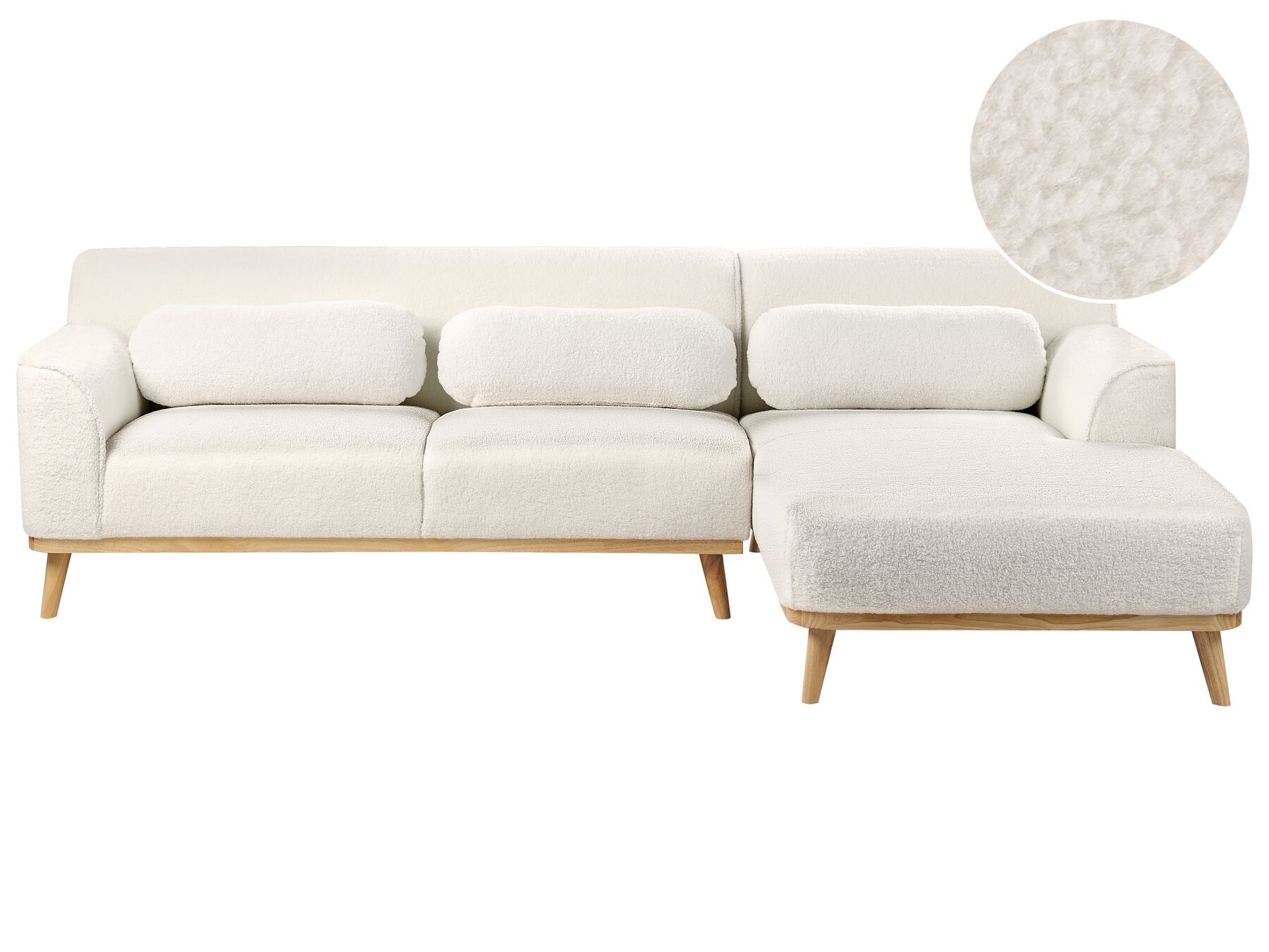 3-Sitzer Ecksofa Bouclé weiß linksseitig SIMOS_927948