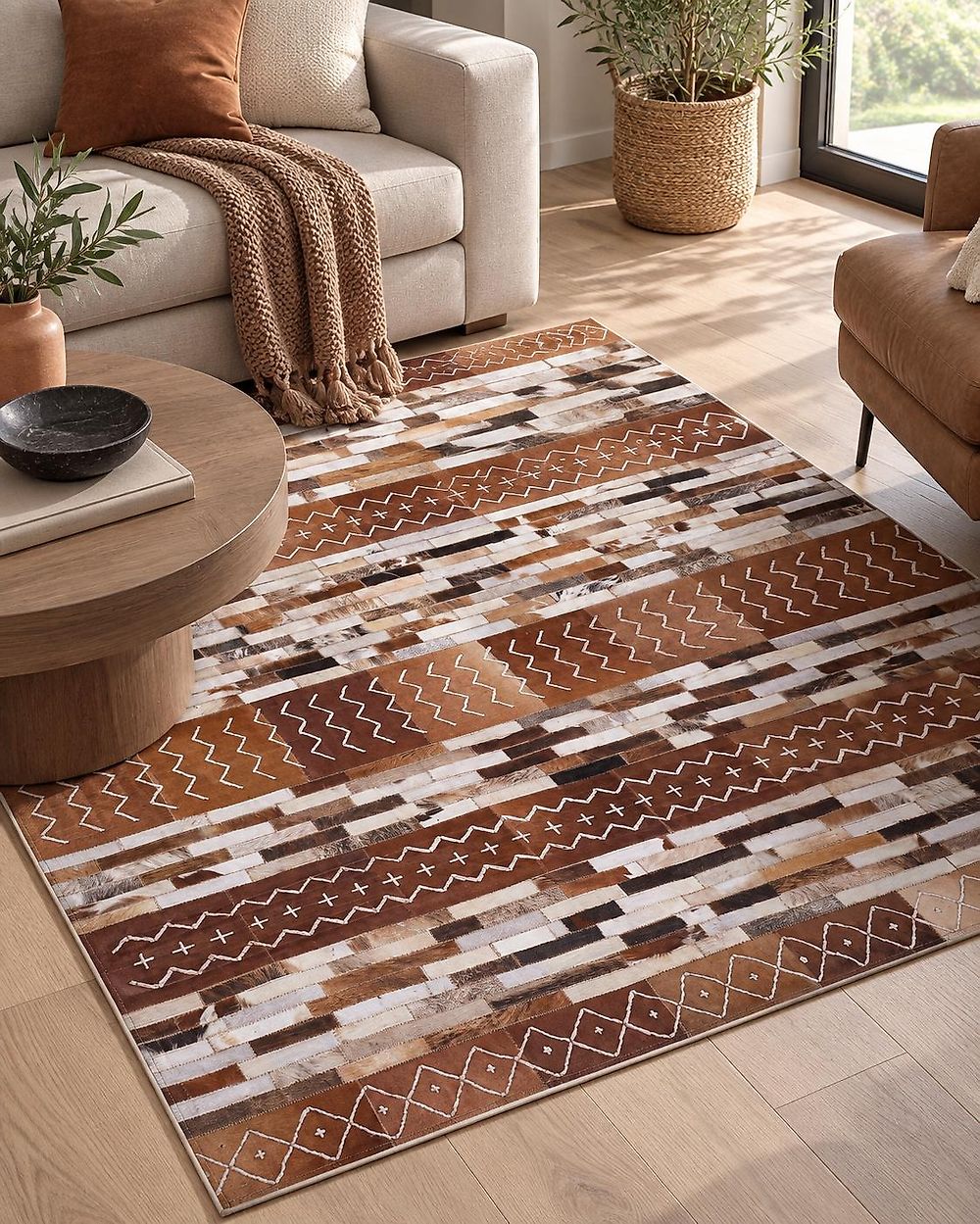 Tappeto HEREKLI Marrone 140 x 200 cm Pelle naturale