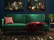 Sofa rozkładana dla 3 osób SENJA Welur Szmaragdowy_1154861