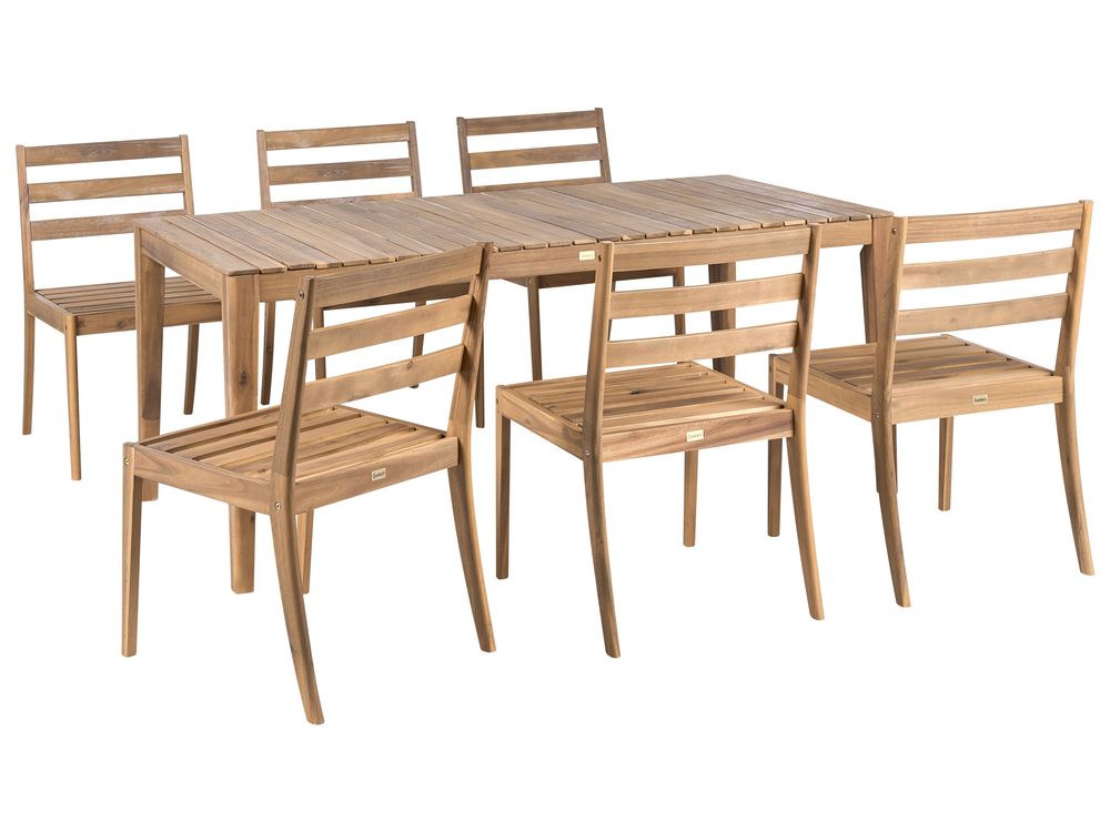 Garden Dining Set 6 Seater CHIOGGIA Certified Acacia Wood Light Brown