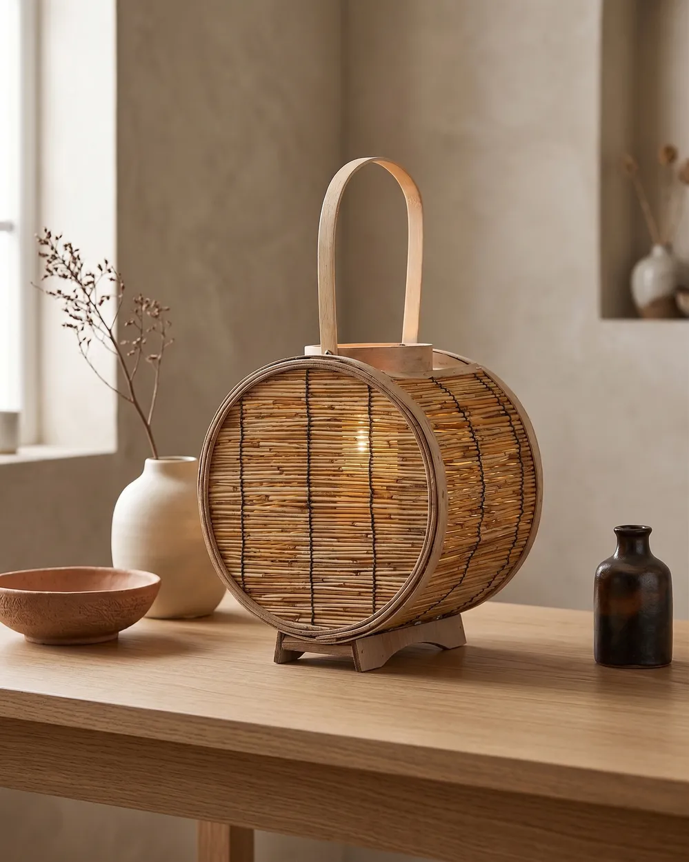 Lampion BISTAL 30 cm Rattan Naturalny