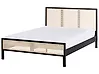 Bed Pine Wood SALERNAS 140 x 200 cm (EU Double) Black