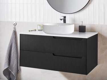 Bathroom Wall Mounted Cabinet 100 x 52 cm Black QUINTELA