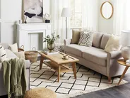 Set of 2 Decorative Cushions MYRTUS 45 x 45 cm Cotton Beige Geometric Pattern_850751