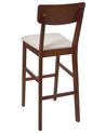  Set of 2 Wooden Bar Chairs Dark Wood and Light Beige AMBLER_926584