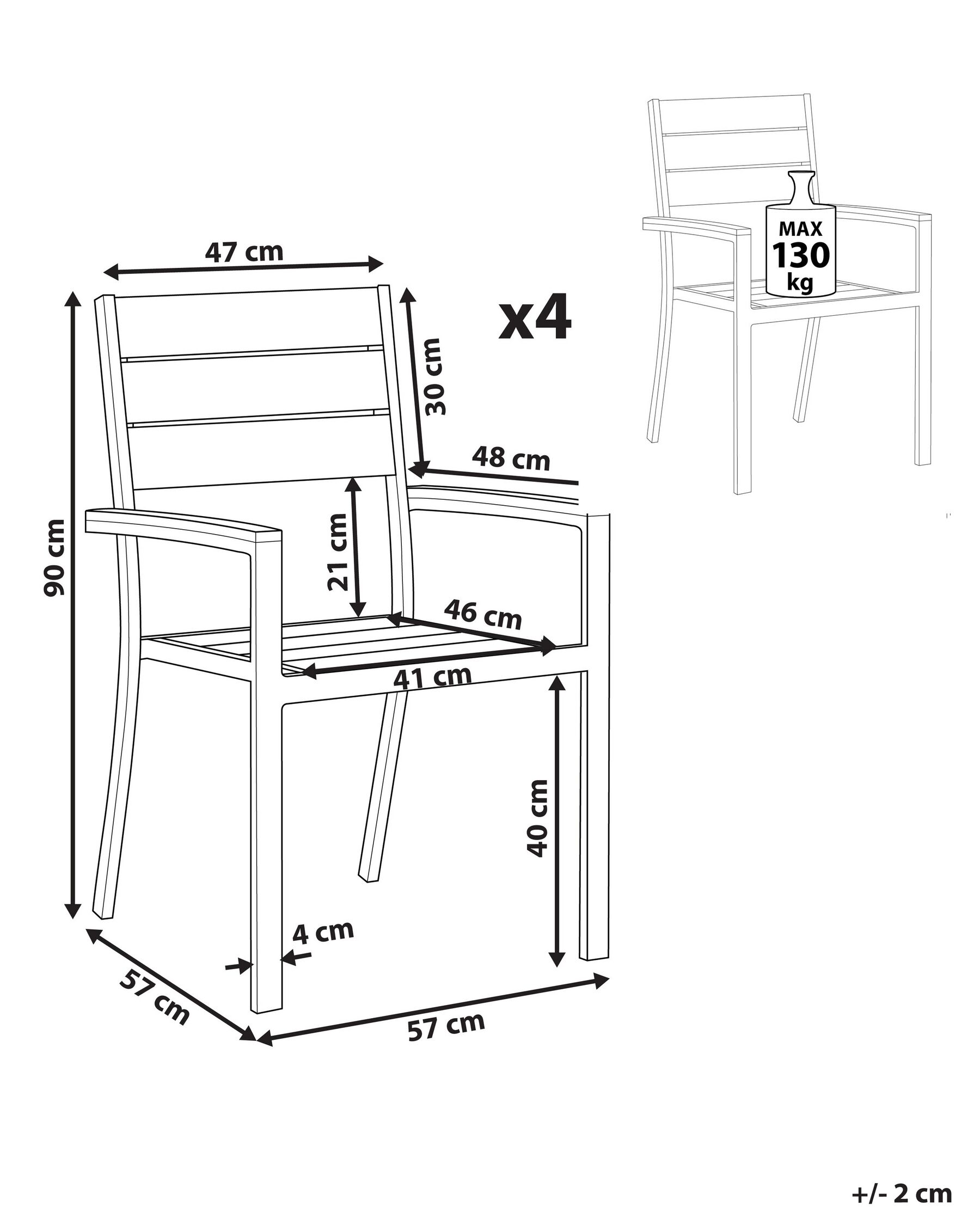 Set di 4 sedie da giardino PRATO Grigio_782511
