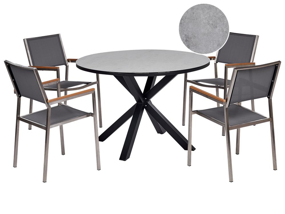 Set da pranzo da giardino 4 posti MALETTO/GROSSETO Metallo Effetto marmo Grigio