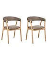 Set of 2 Dining Chairs MYLO Fabric Light Brown/ Brown
