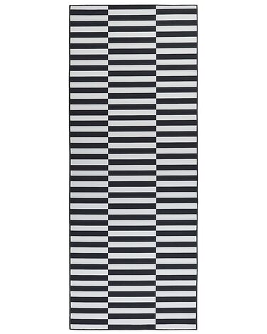 Teppich schwarz / weiß 80 x 200 cm Streifenmuster Kurzflor PACODE