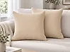 Set of 2 Decorative Cushions LEUZEA 45 x 45 cm Boucle Beige Solid