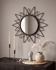 Espejo de pared AROEK 61 cm 61 cm Ratán Negro_1182317