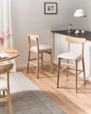 Set di 2 sedie alte DOYLE Legno Marrone chiaro/Beige chiaro_1071243