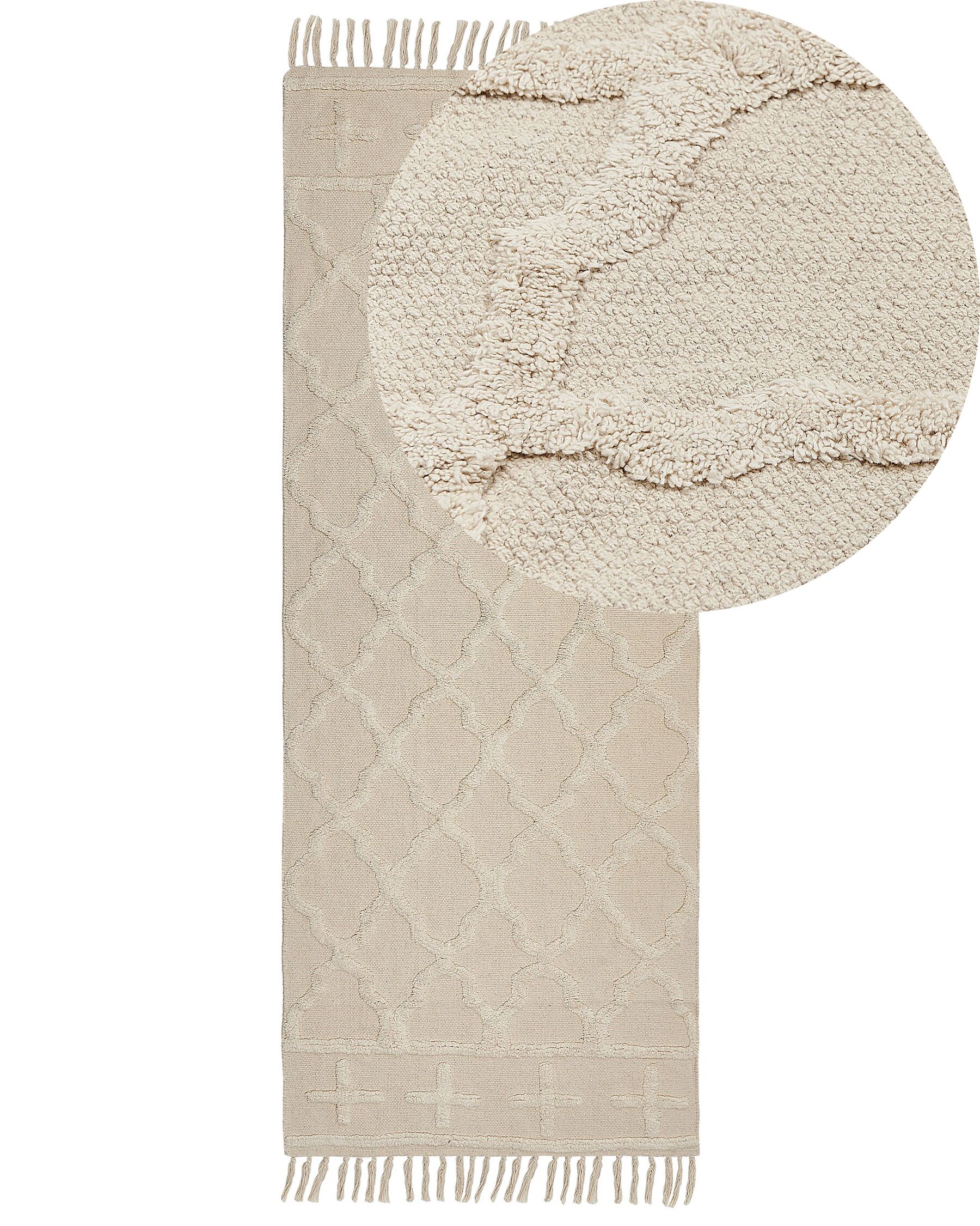 Tappeto cotone beige chiaro 80 x 230 cm TOZLU_839860