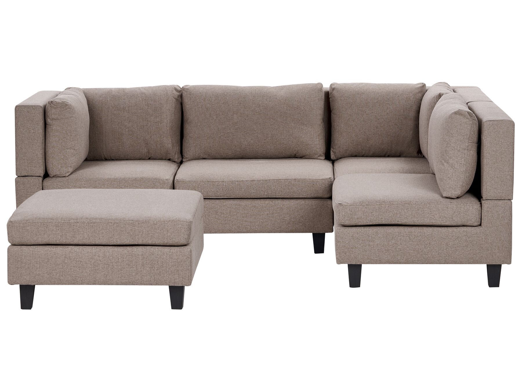 4 Seater Left Hand Modular Fabric Corner Sofa with Ottoman Brown UNSTAD_924923