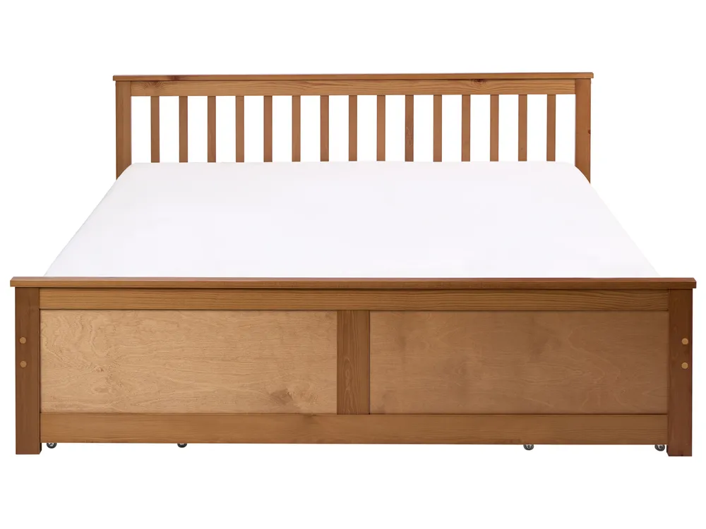 Bed with 4 Drawers OLENDON Pine Wood Brown 180 x 200 cm (EU Super King)_1068613