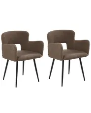 Set of 2 Dining Chairs SANILAC Boucle Brown_1048299