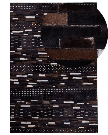 Dywan patchwork skórzany 160 x 230 cm brązowy AKSEKI 