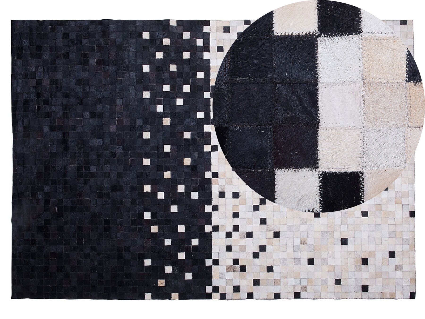 Kožený koberec 140 x 200 cm čierna/béžová ERFELEK_714285
