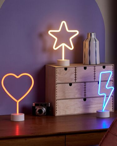 Set of 3 Neon LED Signs Multicolour FLORETTA