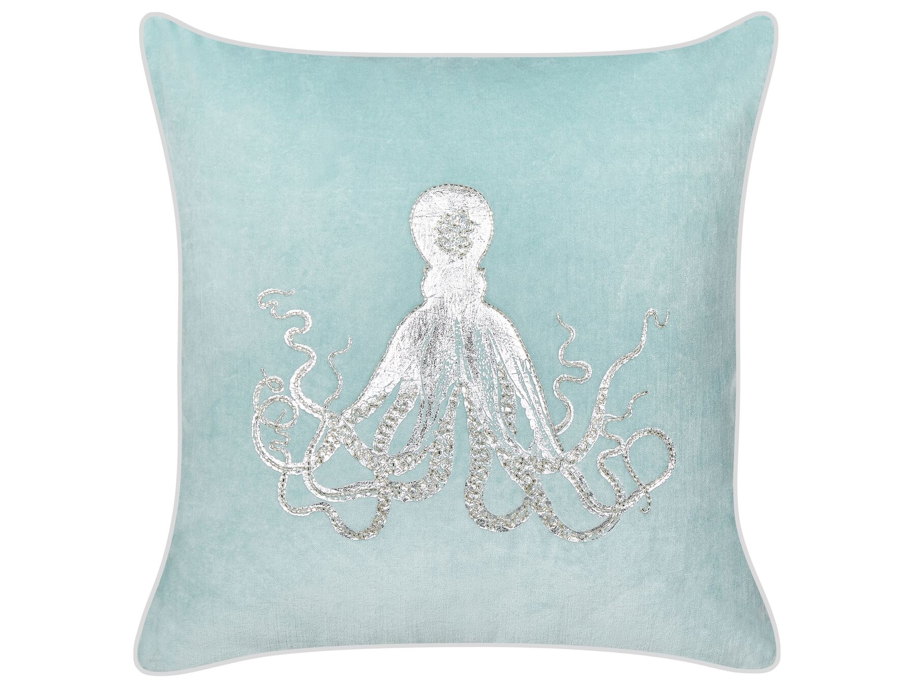 Coussin en velours à motif d'octopus bleu 45 x 45 cm LAMINARIA_892918