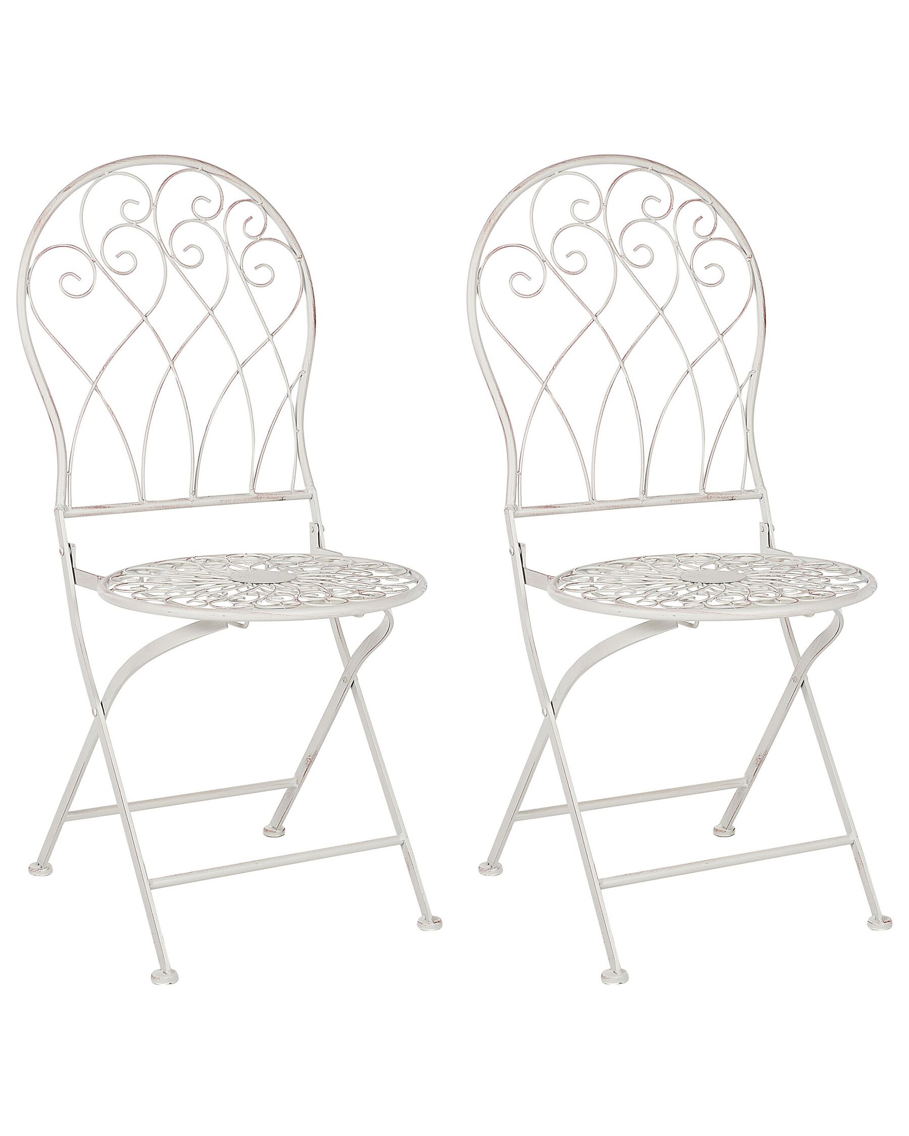 Conjunto de 2 sillas de balcón de metal blanco crema STIFFE_856124