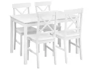 Dining Set BARLEE Poplar Wood White 4 Seater_975595
