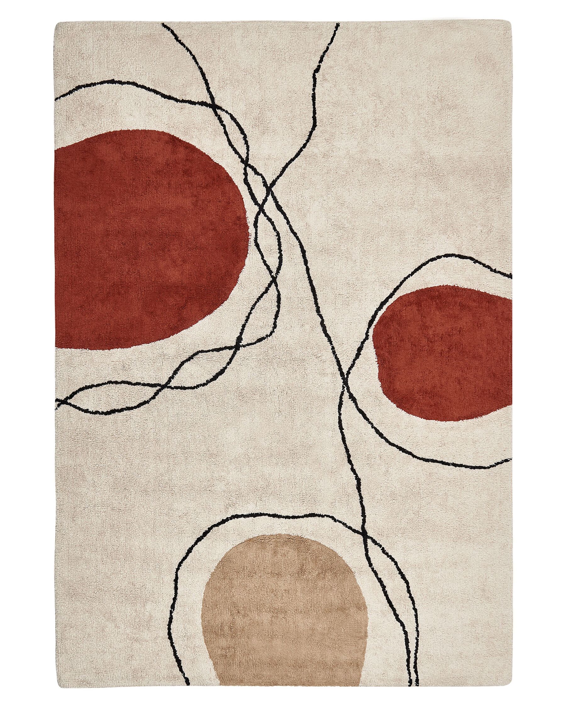 Piros és bézs pamutszőnyeg 140 x 200 cm BOLAT_839998