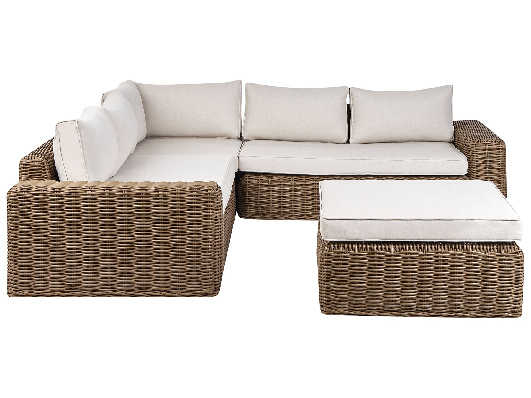 Lounge Set Rattan braun 6-Sitzer modular Auflagen cremeweiß PALERMO_927910