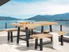 6 Seater Acacia Wood Garden Dining Set Black and Light Wood SCANIA_474690