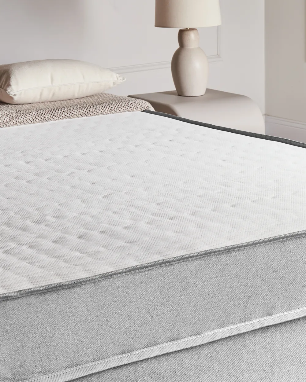 Divan Bed without Headboard Fabric COUNTESS 90 x 200 cm (EU Single) Light Grey_1054348