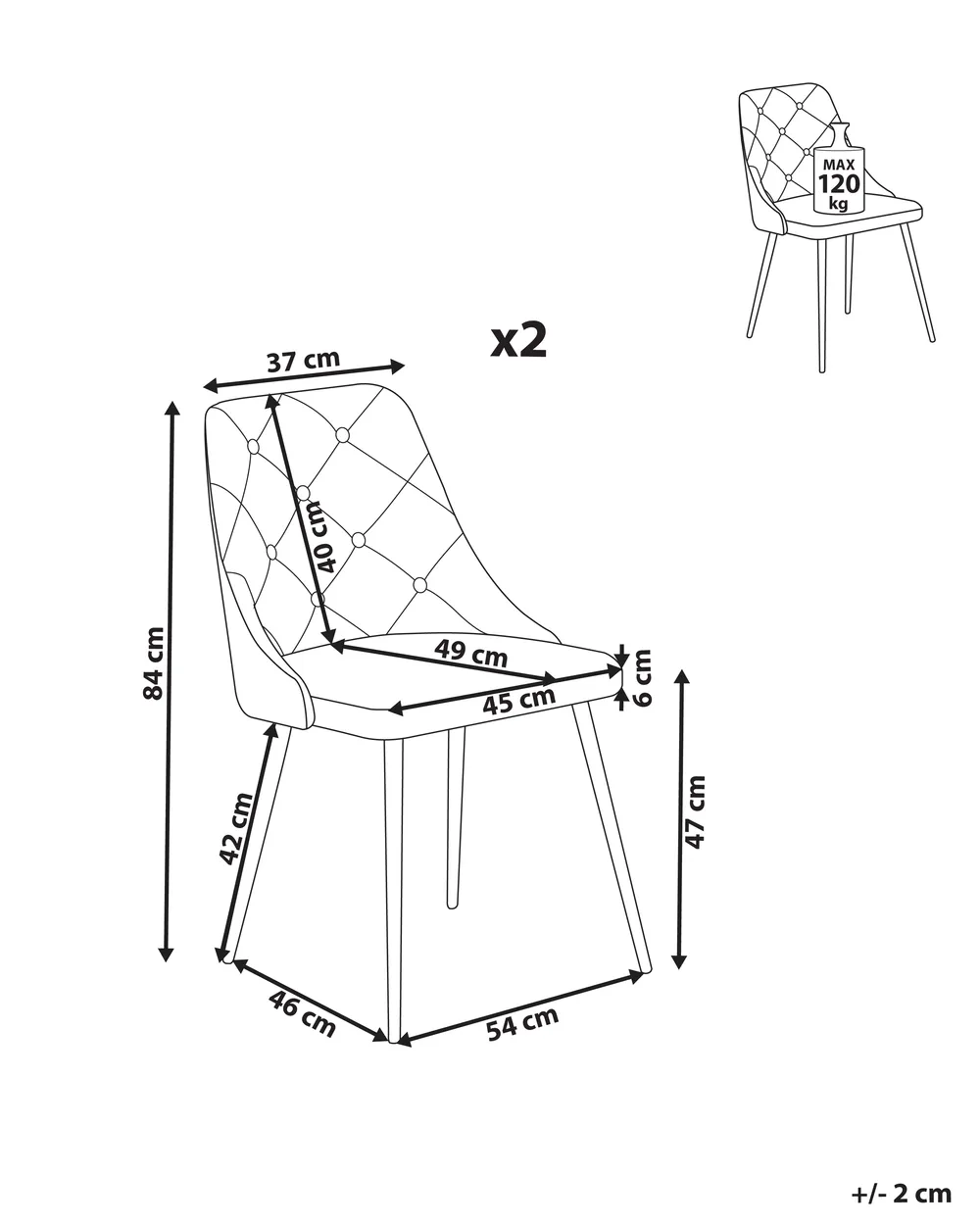 Set of 2 Dining Chairs VALERIE Faux Leather White_816657