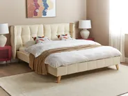 Bed Velvet SENLIS 160 x 200 cm (EU King Size) Beige_918984