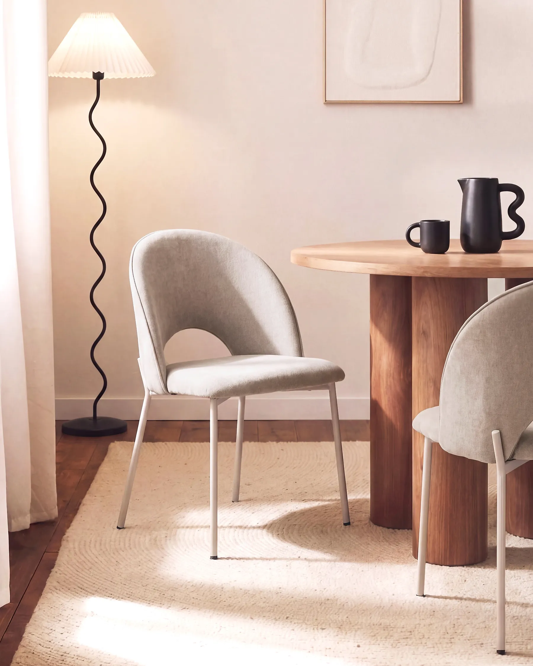Set of 2 Dining Chairs COVELO Velvet Beige_1168818