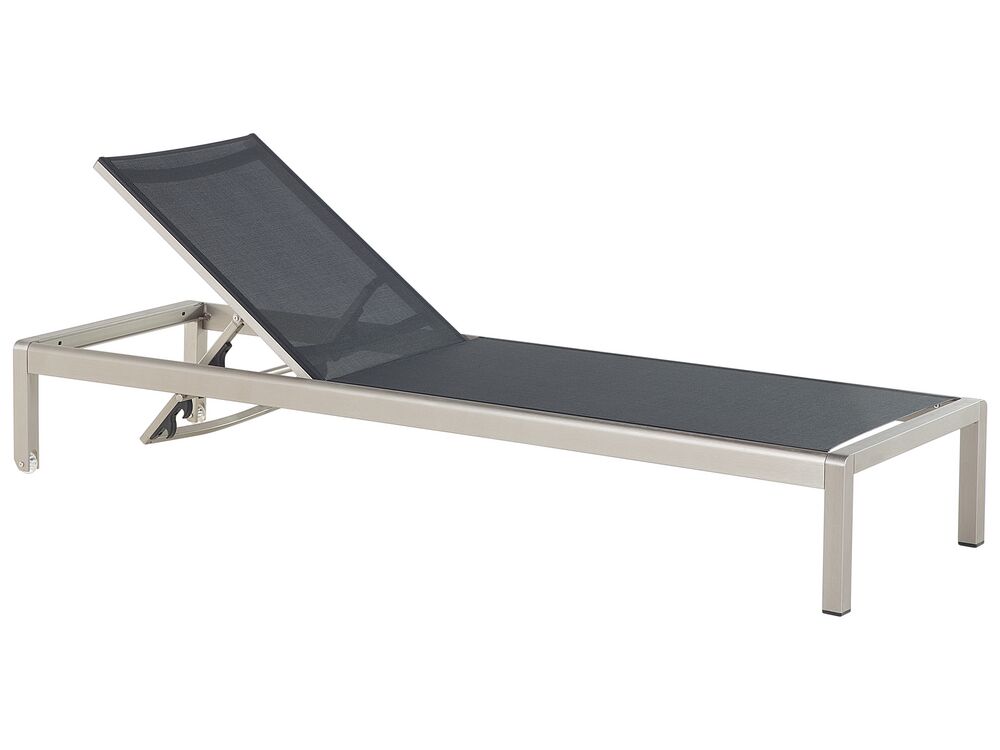 Aluminium Reclining Sun Lounger Black FOSSATO Beliani