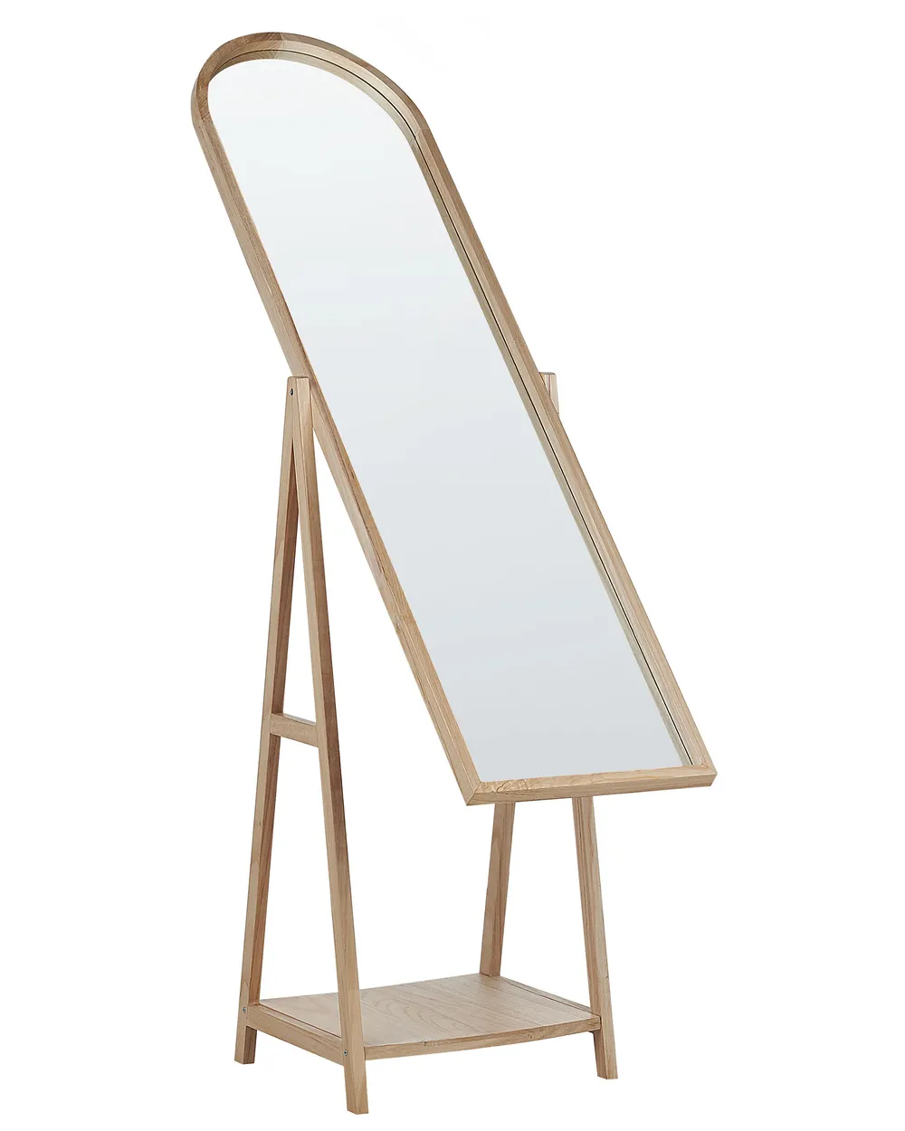 Standing Mirror with Shelf CHAMBERY 170 cm Paulownia Wood Light