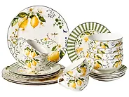 Zastawa stołowa 20-częściowa LEMONGRASS Porcelana Biały/zielony_1191896
