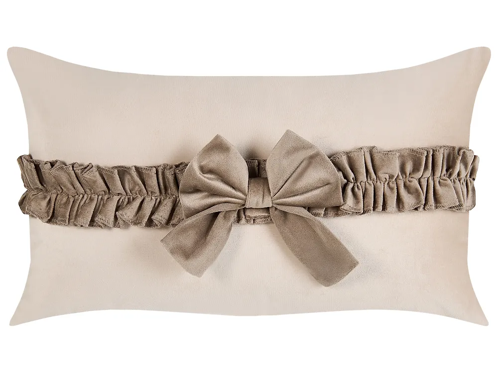 Set of 2 Decorative Cushions BELLE 30 x 50 cm Velvet Light Beige Solid_1168719