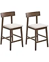 Set of 2 Bar Chairs ISANTI Wood Dark Brown/ Taupe