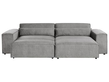 Canapé d'angle à gauche modulable 2 places en tissu avec ottoman gris HELLNAR