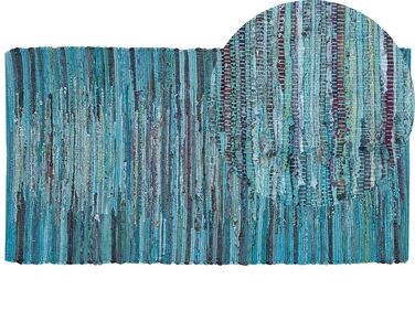 Tappeto azzurro in cotone 80 x 150 cm MERSIN