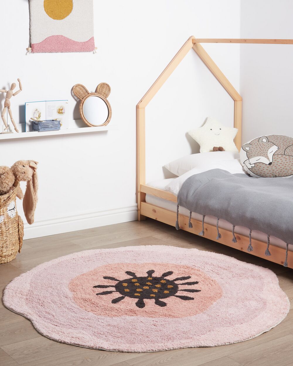 Kinderteppich KHARAT Pastellrosa ø 140 cm Baumwolle