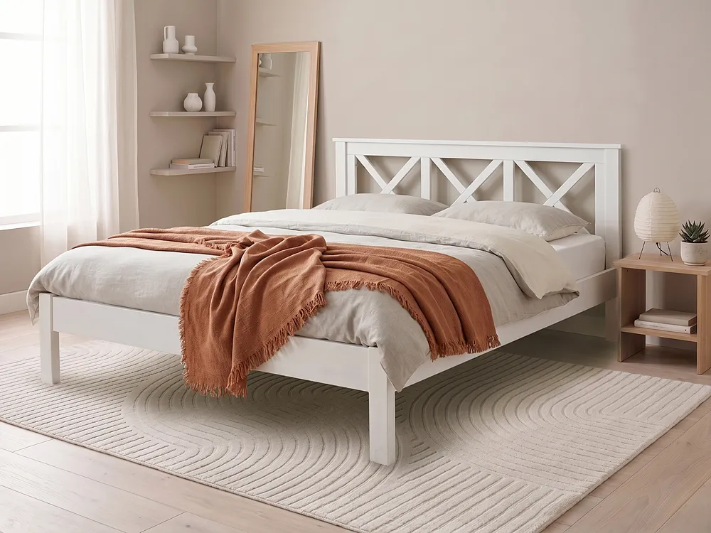 Bed Pine Wood TANNAY 180 x 200 cm (EU Super King) White