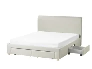 Lit avec tiroirs de rangement SOUTRIN Tissu Beige 160 x 200 cm_993423