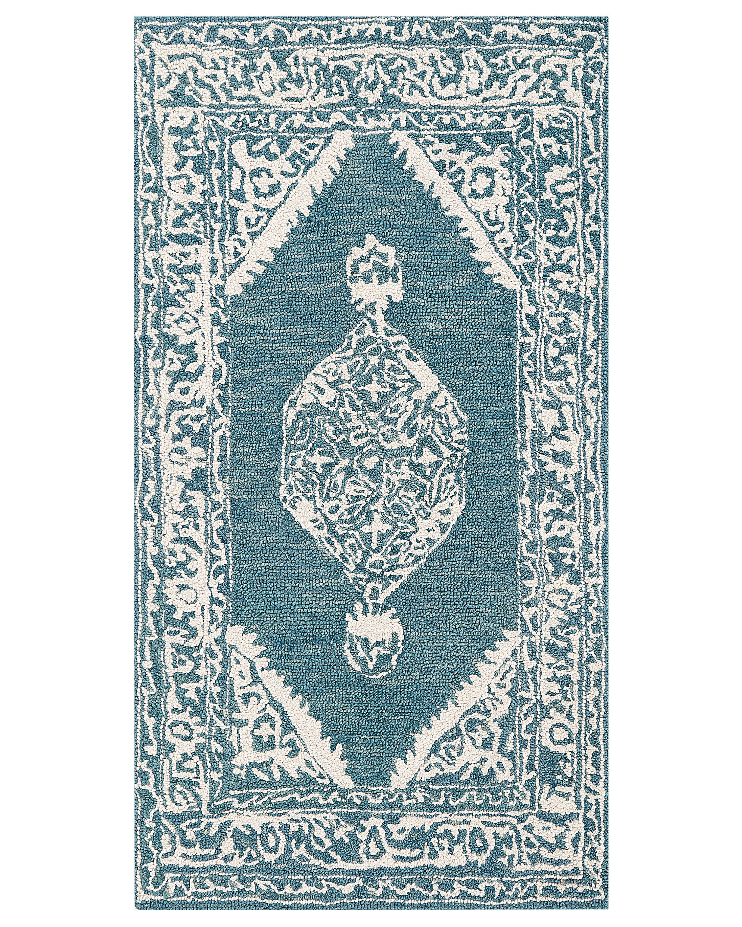 Vlněný koberec 80 x 150 cm bílý/modrý GEVAS_836871