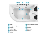 Banheira de hidromassagem de canto com LED CALAMA 1800 x 1200 mm Branco à esquerda_781606