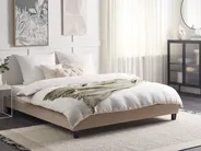 Bed without Headboard Fabric ROANNE 180 x 200 cm (EU Super King) Beige_724133