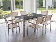 Garden Dining Table GROSSETO 180 cm 90 cm Granite Polished Black_766643