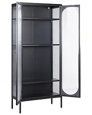 Glass Display Cabinet FOXTON 80 cm Metal Black_1199876
