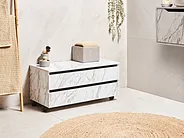 Bathroom Cabinet TERESINA 80 cm with Wheels White Marble_1155131