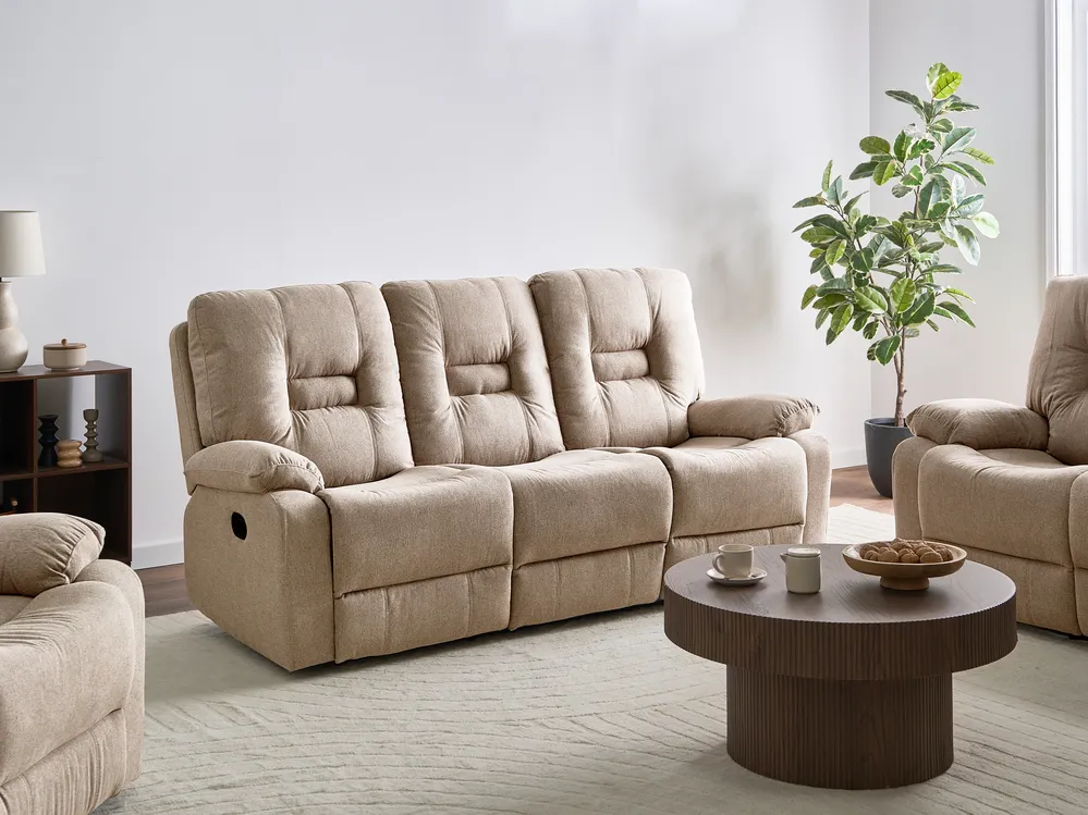 Manual Recliner Sofa 3 Seater BERGEN Fabric Beige_1064880